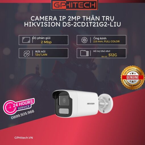 Gphitech.vn Camera Ip 2mp Than Tru Hikvision Ds 2cd1t21g2 Liu