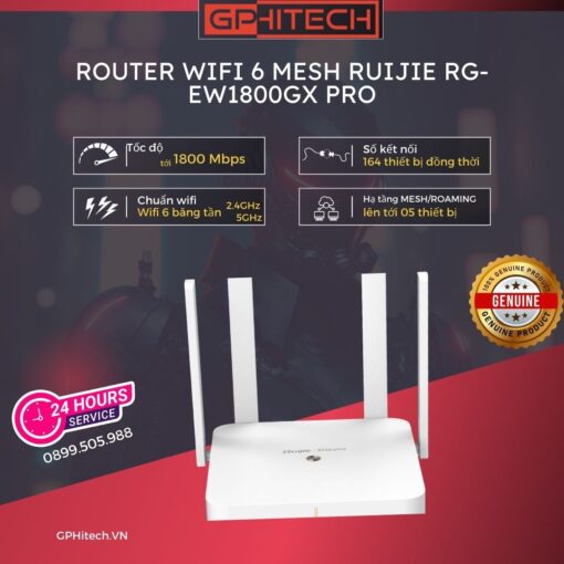 Gphitech.vn Router Wifi 6 Mesh Ruijie Rg Ew1800gx Pro